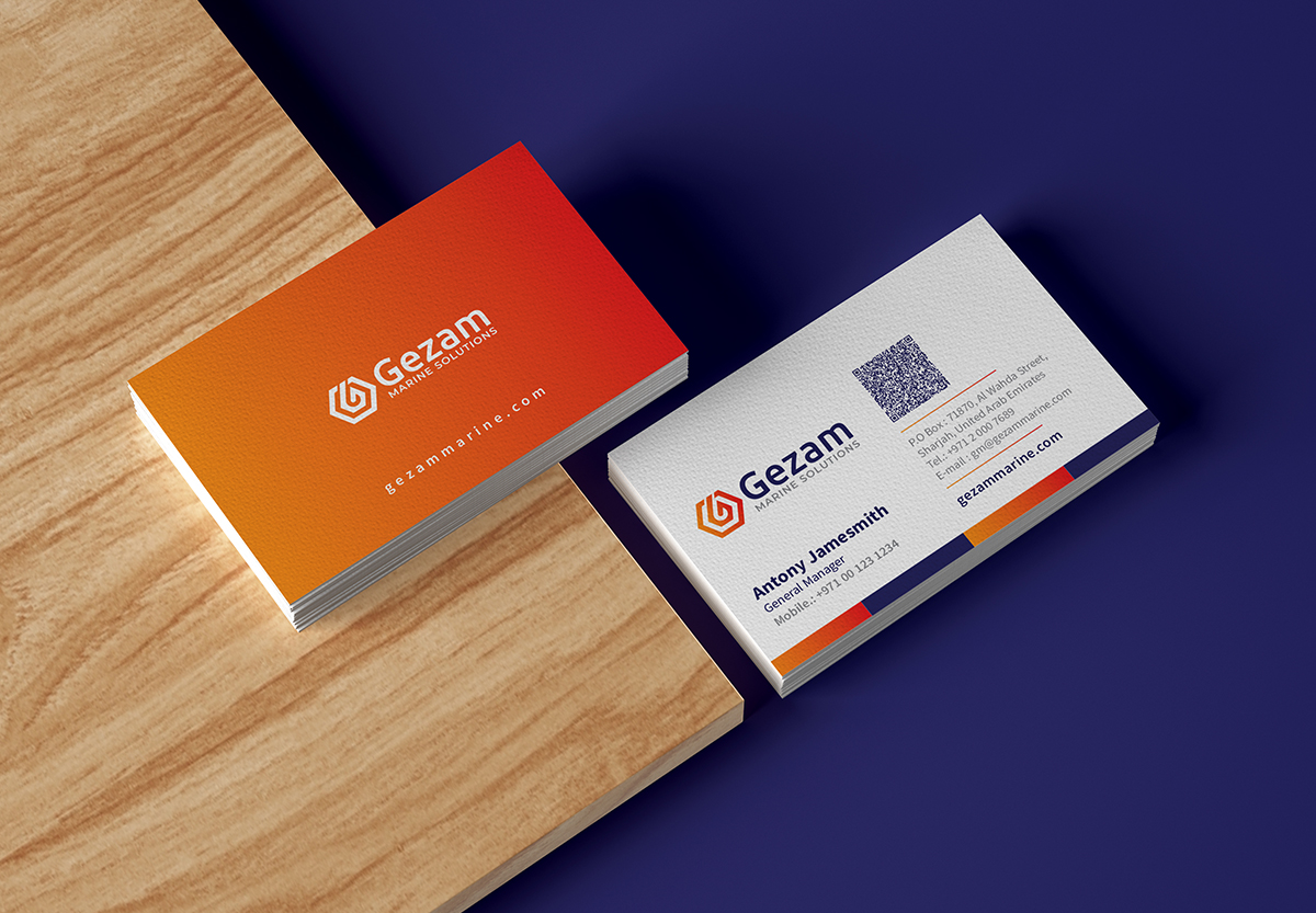 Business card design for Gezam Marine Associates