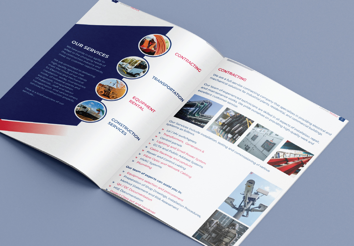 Technicraft Company Profile Inner Page showcasing branding and engineering.